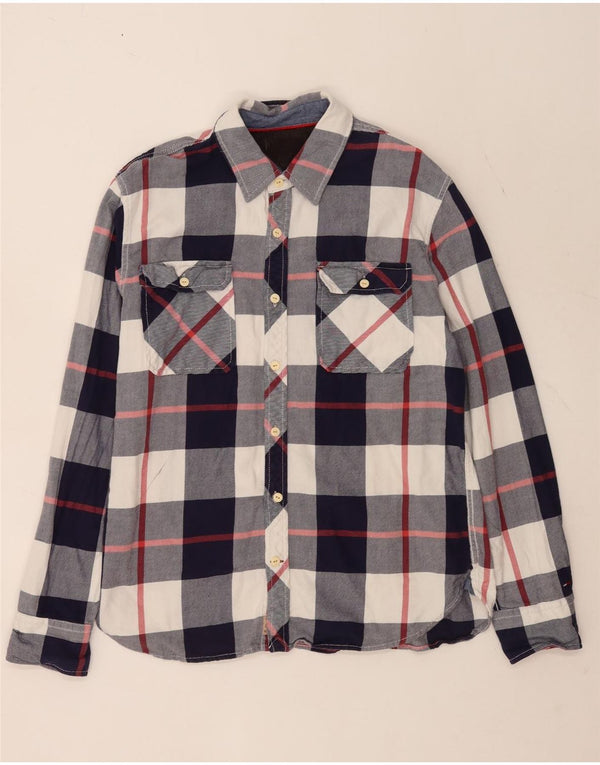 Tommy Hilfiger Herren-Flanellhemd XL, blau kariert, Baumwolle