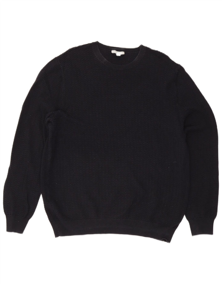 Cos Herren-Pullover mit Rundhalsausschnitt, XL, marineblaue Baumwolle