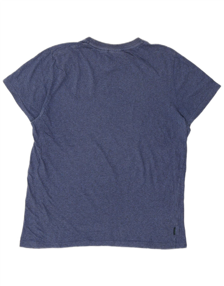 Superdry Herren T-Shirt Top 2XL Blau gefleckte Baumwolle