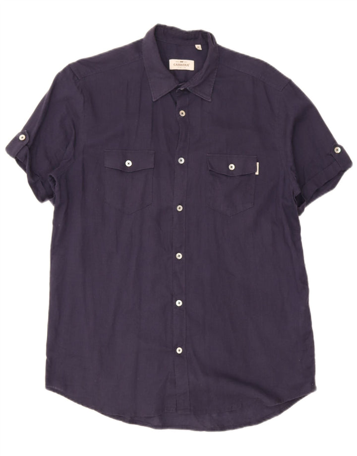 Carrera Herrenhemd Medium Marineblau Leinen