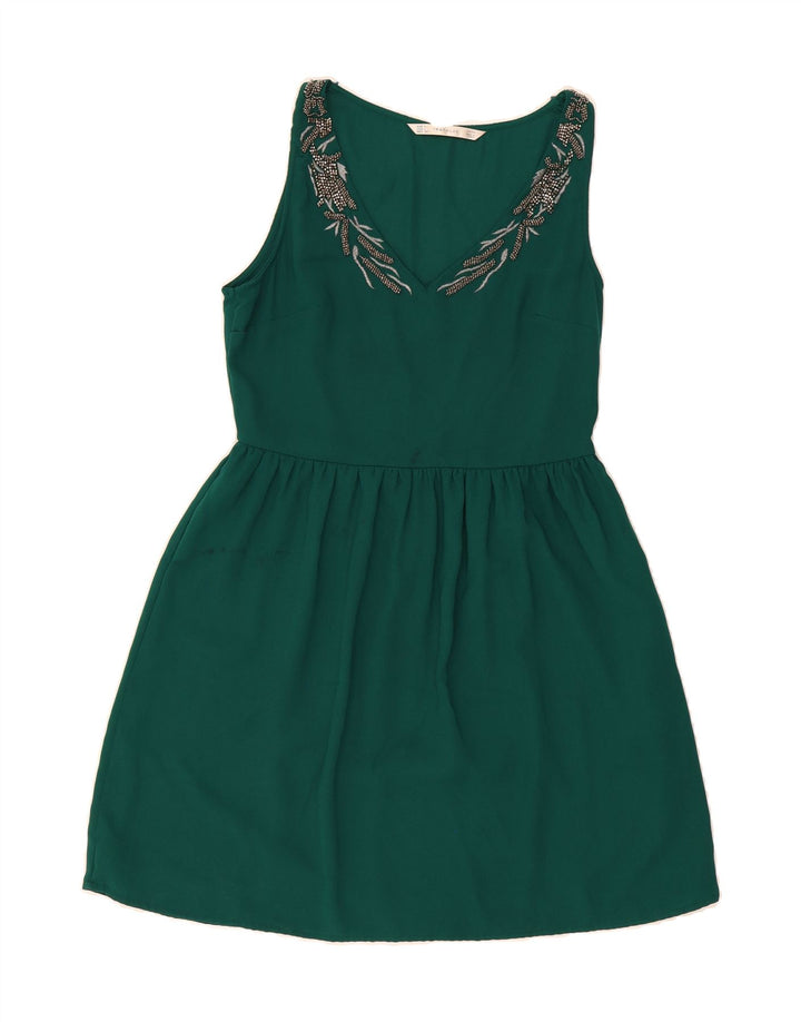 ZARA Womens Sleeveless A-Line Dress UK 14 Large Green Polyester Vintage Zara and Second-Hand Zara from Messina Hembry 
