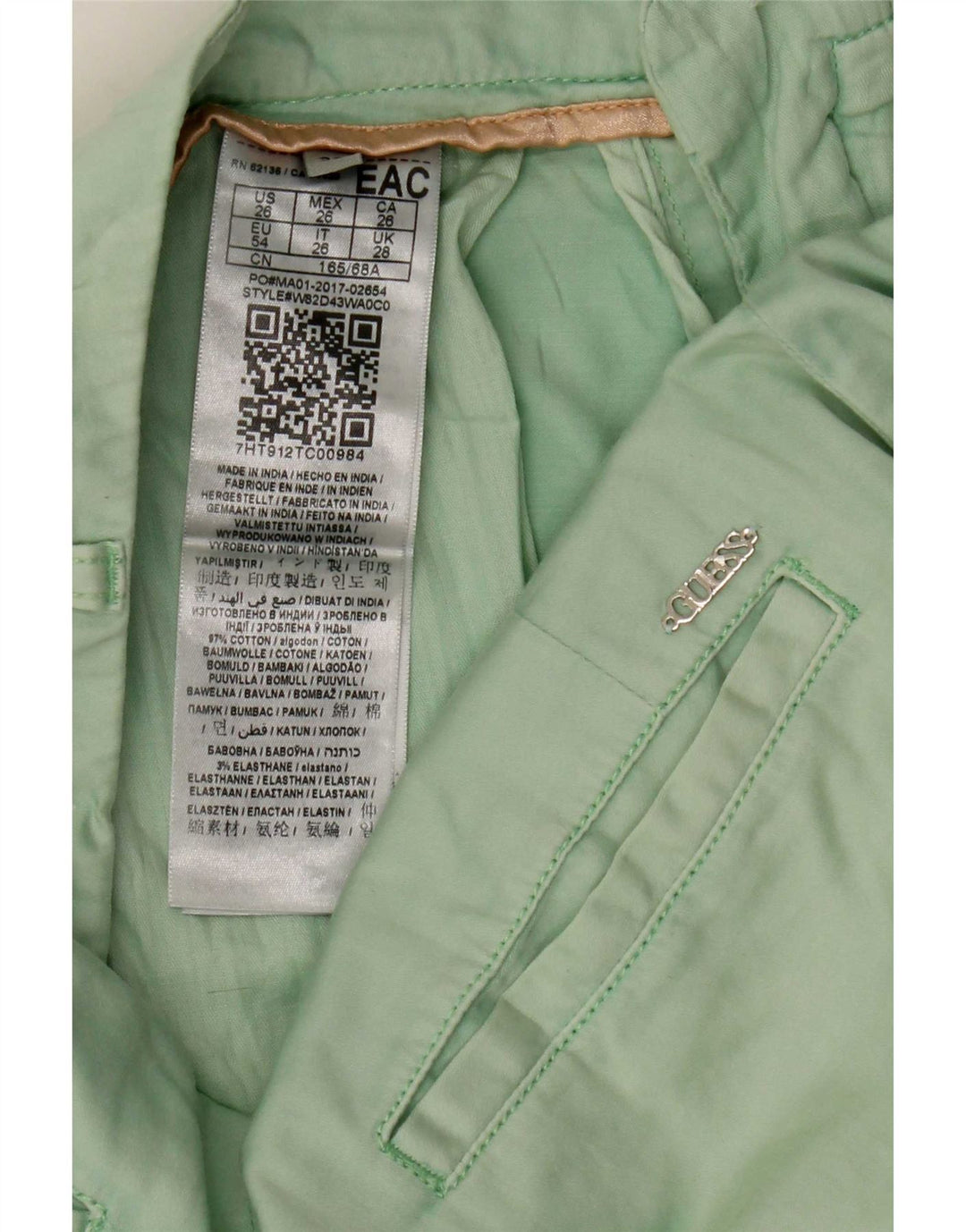 Guess Damen Chinoshorts W28 mittelgrüne Baumwolle