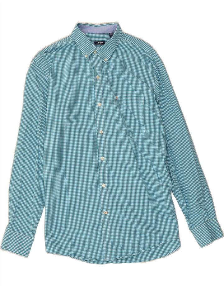 IZOD Mens Shirt Large Blue Gingham Cotton Vintage Izod and Second-Hand Izod from Messina Hembry 