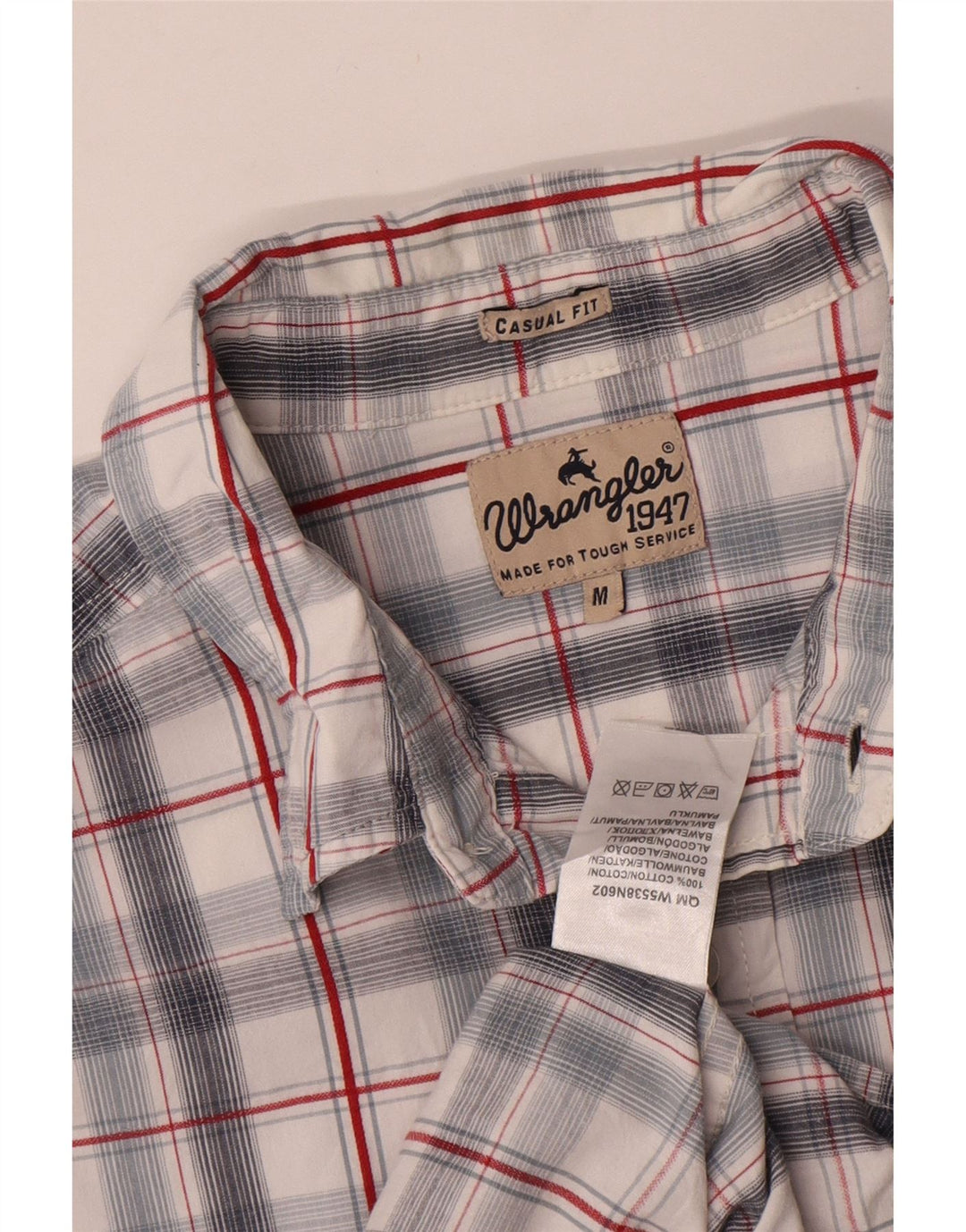 WRANGLER Herren-Hemd mit lässiger Passform, mittelweiß karierte Baumwolle