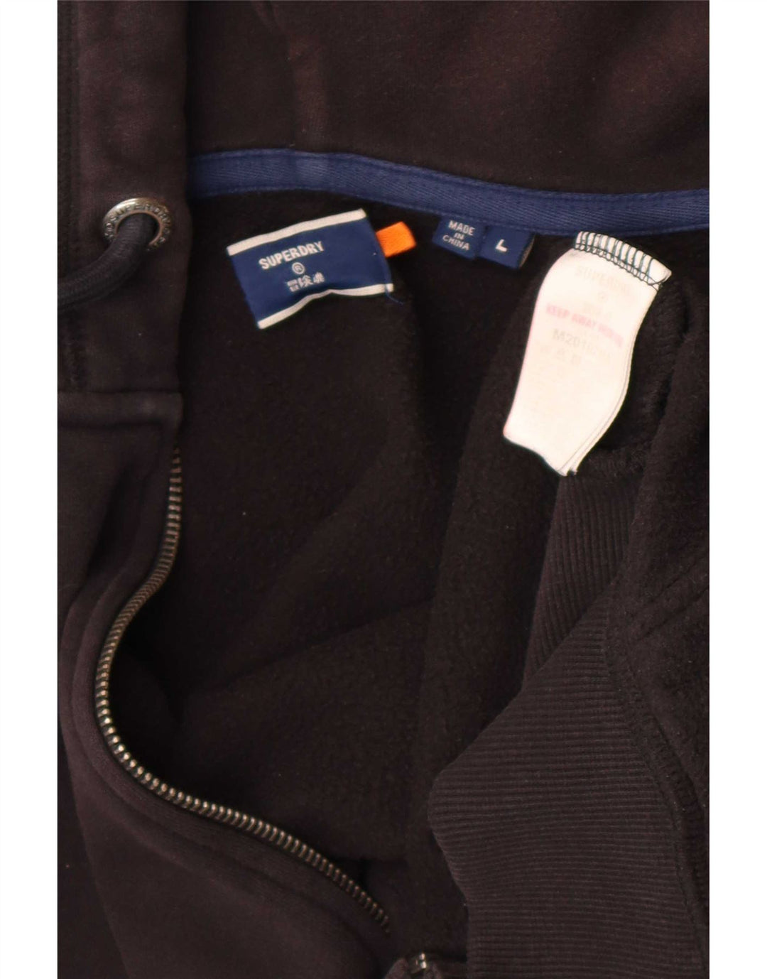 Superdry Herren-Kapuzenpullover mit Reißverschluss, groß, aus schwarzer Baumwolle