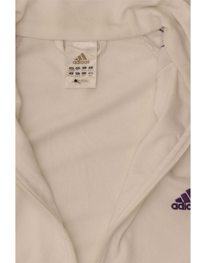 Adidas Damen Trainingsanzug Top Jacke UK 12/14 Mittelweißes Polyester