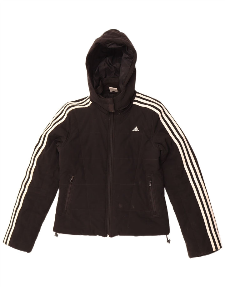 Adidas Damen-Jacke mit Kapuze, gepolstert, UK 8, Größe S, Schwarz, Polyester