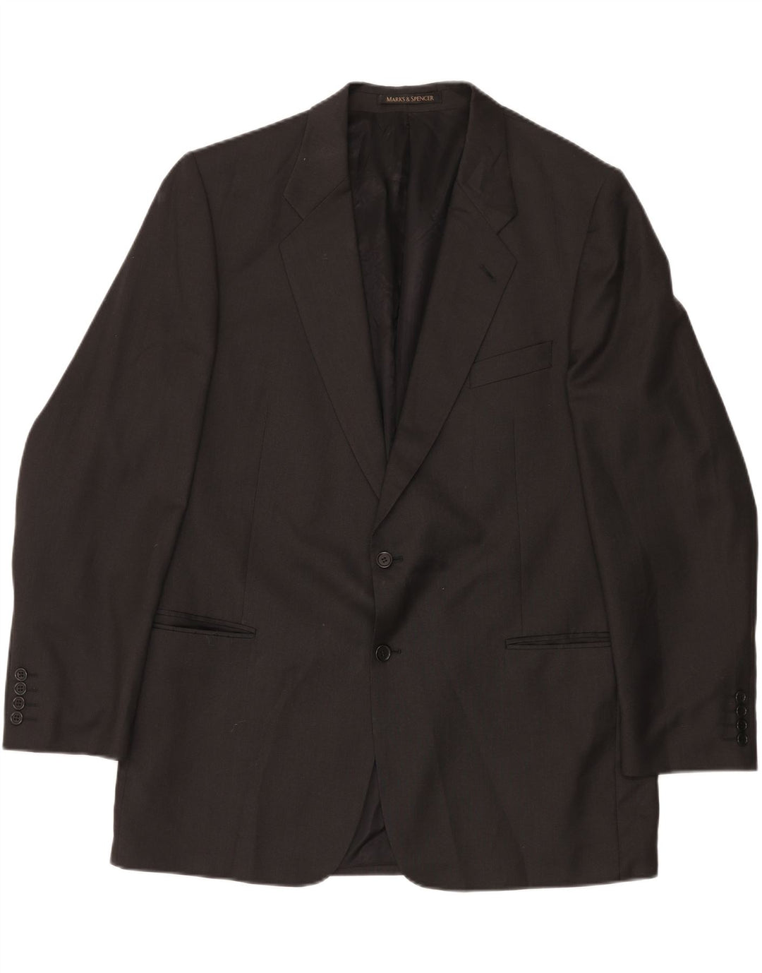 Marks & Spencer Herren-Blazer, lang, mit 2 Knöpfen, UK 46, XL, graue Schurwolle