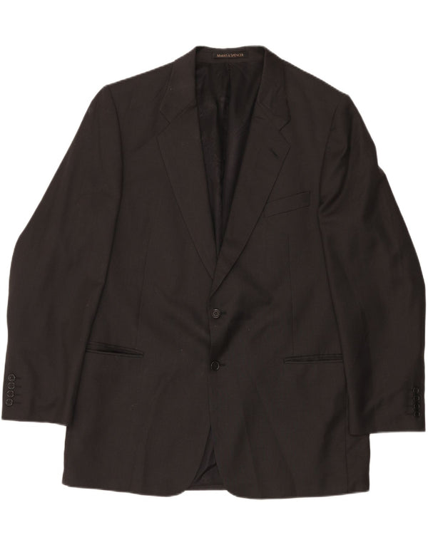 Marks & Spencer Herren-Blazer, lang, mit 2 Knöpfen, UK 46, XL, graue Schurwolle