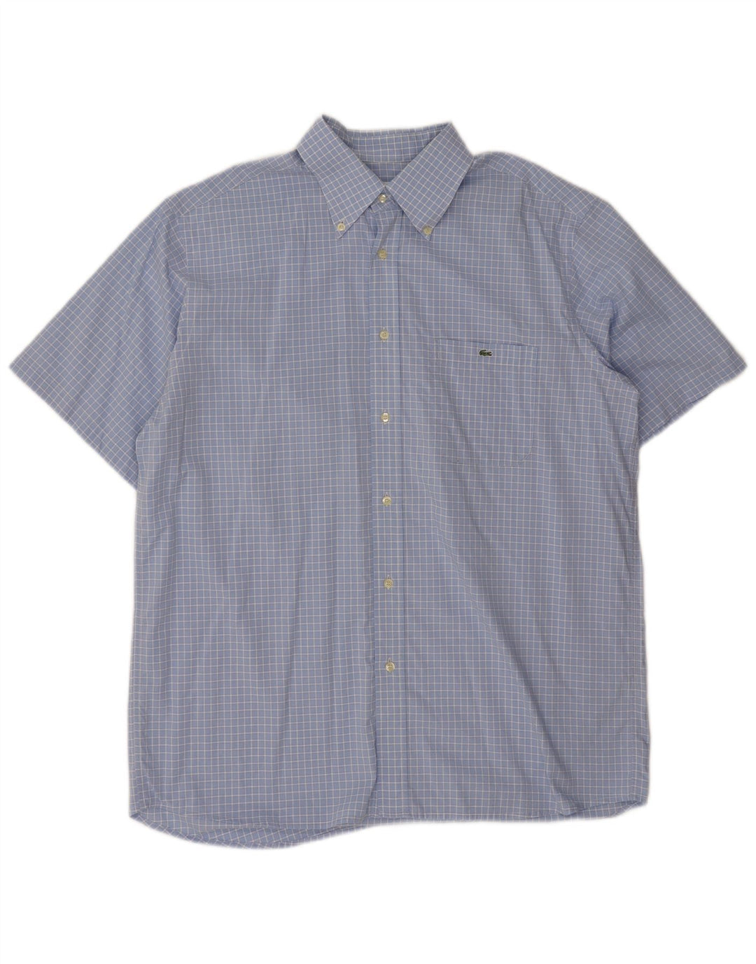 Lacoste Herren Kurzarmhemd Größe 43 XL Blau kariert