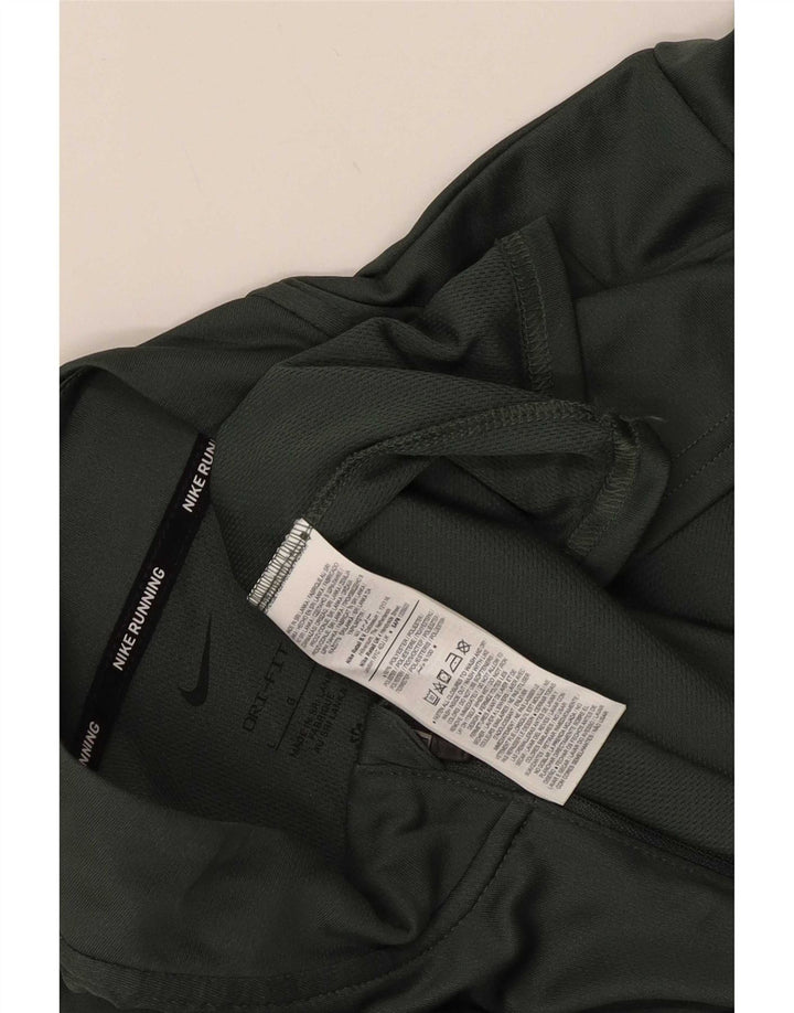 Nike Mens Dri Fit Zip Neck Pullover Trainingsanzug Top Large Green Polyester