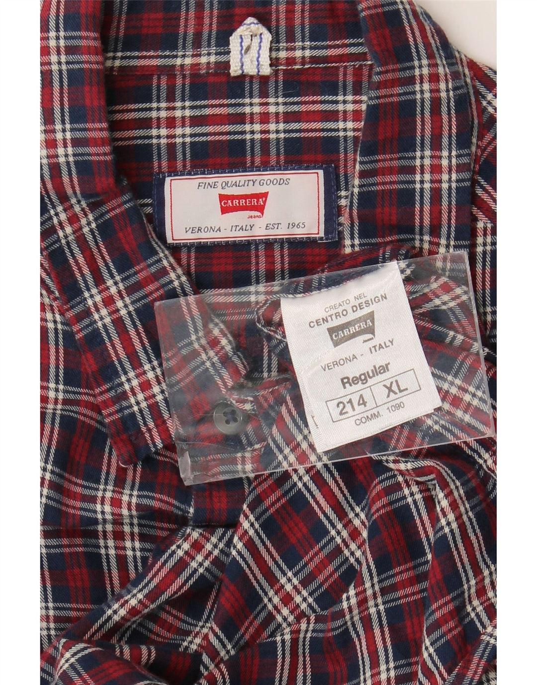 CARRERA Herren-Flanellhemd mit normaler Passform, XL, rot kariert, Baumwolle
