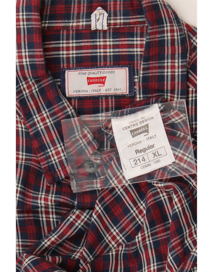 CARRERA Herren-Flanellhemd mit normaler Passform, XL, rot kariert, Baumwolle