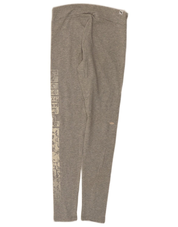 Puma Womens Graphic Leggings UK 12 Mittelgraue Baumwolle