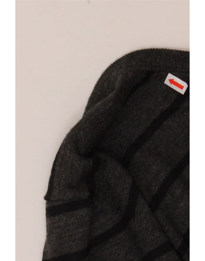 GEOX Damen-Pullover mit V-Ausschnitt, UK 16, Größe L, grau, gestreift, Merinowolle