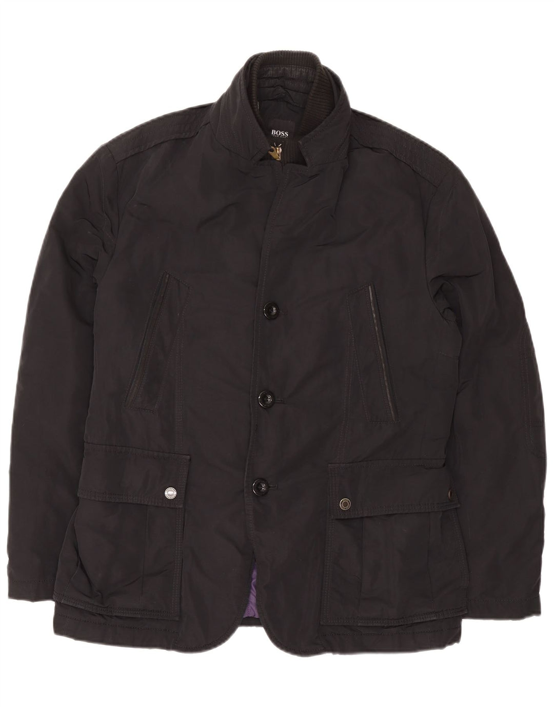 Hugo Boss Herren Utility-Jacke EU 50 Large Schwarz Polyester