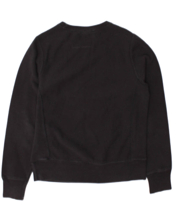 Champion Womens Graphic Oversized Sweatshirt Pullover UK 10 Small Schwarz