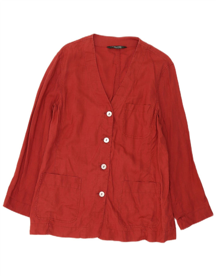 Laura Ashley Damen 4-Knopf-Blazerjacke, UK 14, großes rotes Leinen
