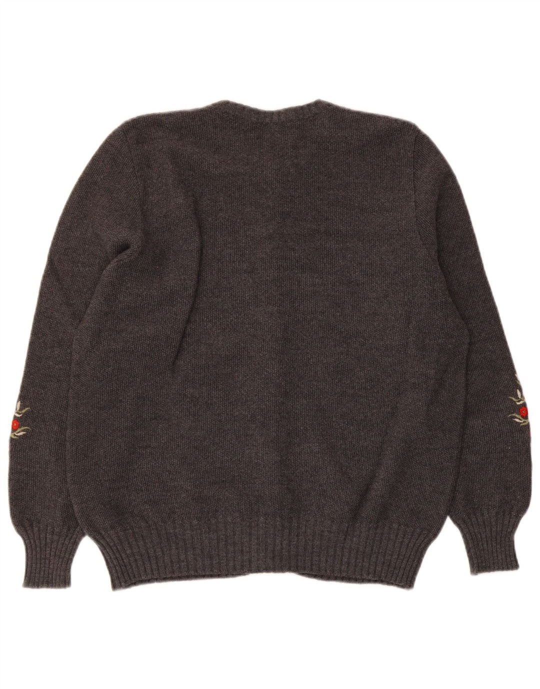 Luisa Spagnoli Damen Strickjacke Pullover UK 14 Mittelgraue geblümte Wolle