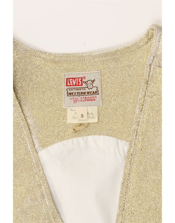 Levi's Damen Weste UK 10 Small Gold Cotton Western