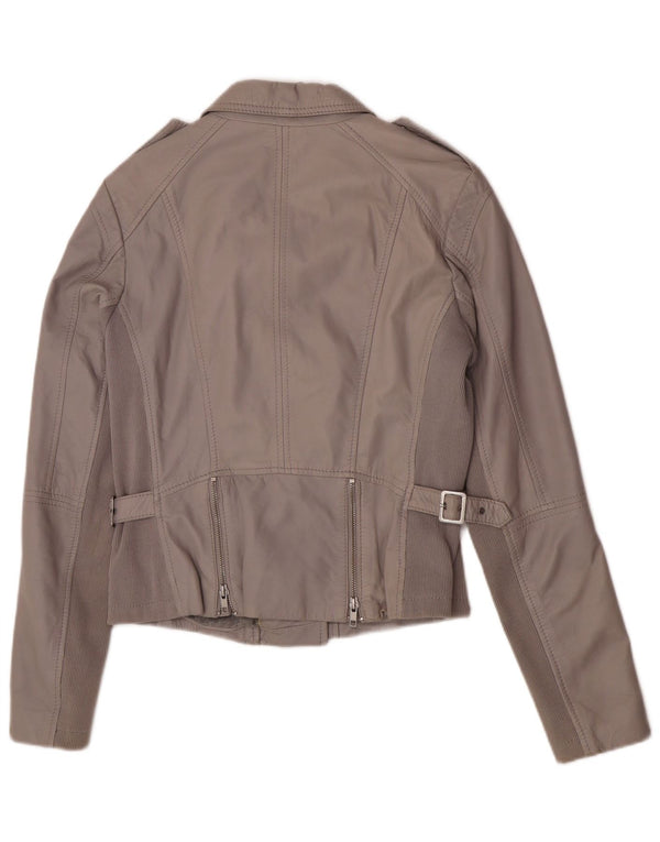 S.Oliver Damen Leder Bikerjacke UK 8 Small Grau