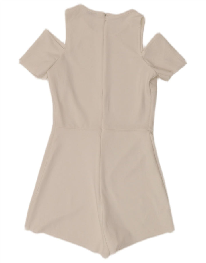 ZARA Damen Kurzarm-Playsuit UK 8 Small W28 Weiß