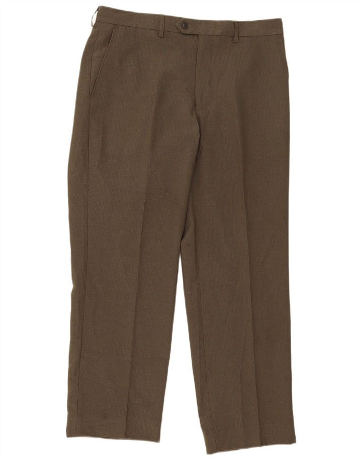 Gerade Herren-Anzughose von Marks & Spencer, W34, L31, Khaki, Polyester