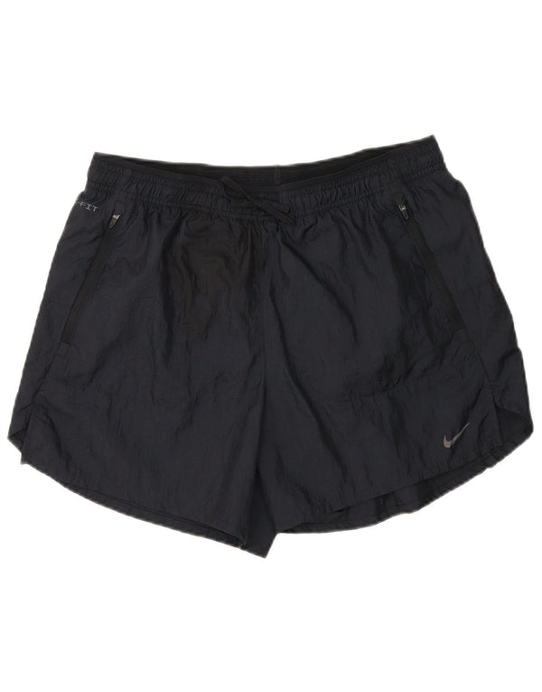 Nike Damen Dri Fit Sport Shorts UK 14 Mittelschwarzes Colourblock-Nylon