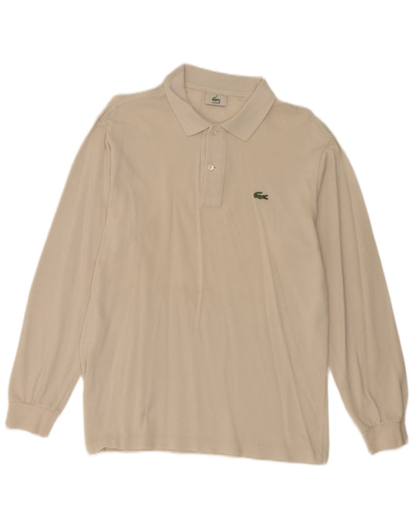 Lacoste Herren-Langarm-Poloshirt, Größe 4, mittelweiße Baumwolle