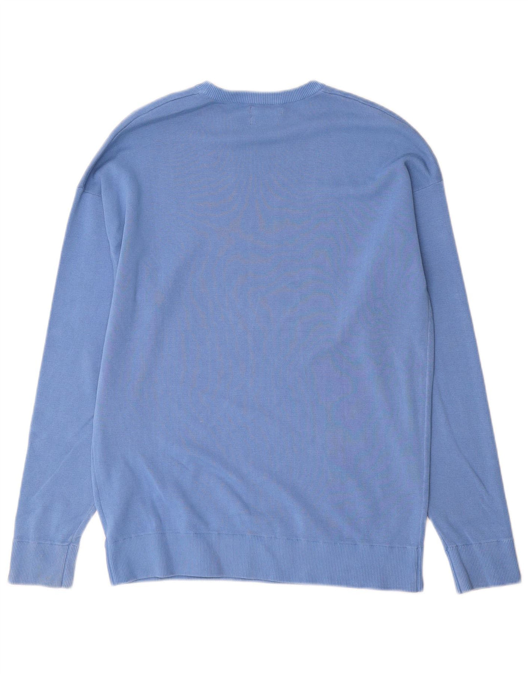 Massimo Dutti Herren-Pullover mit Rundhalsausschnitt, mittelblaue Baumwolle