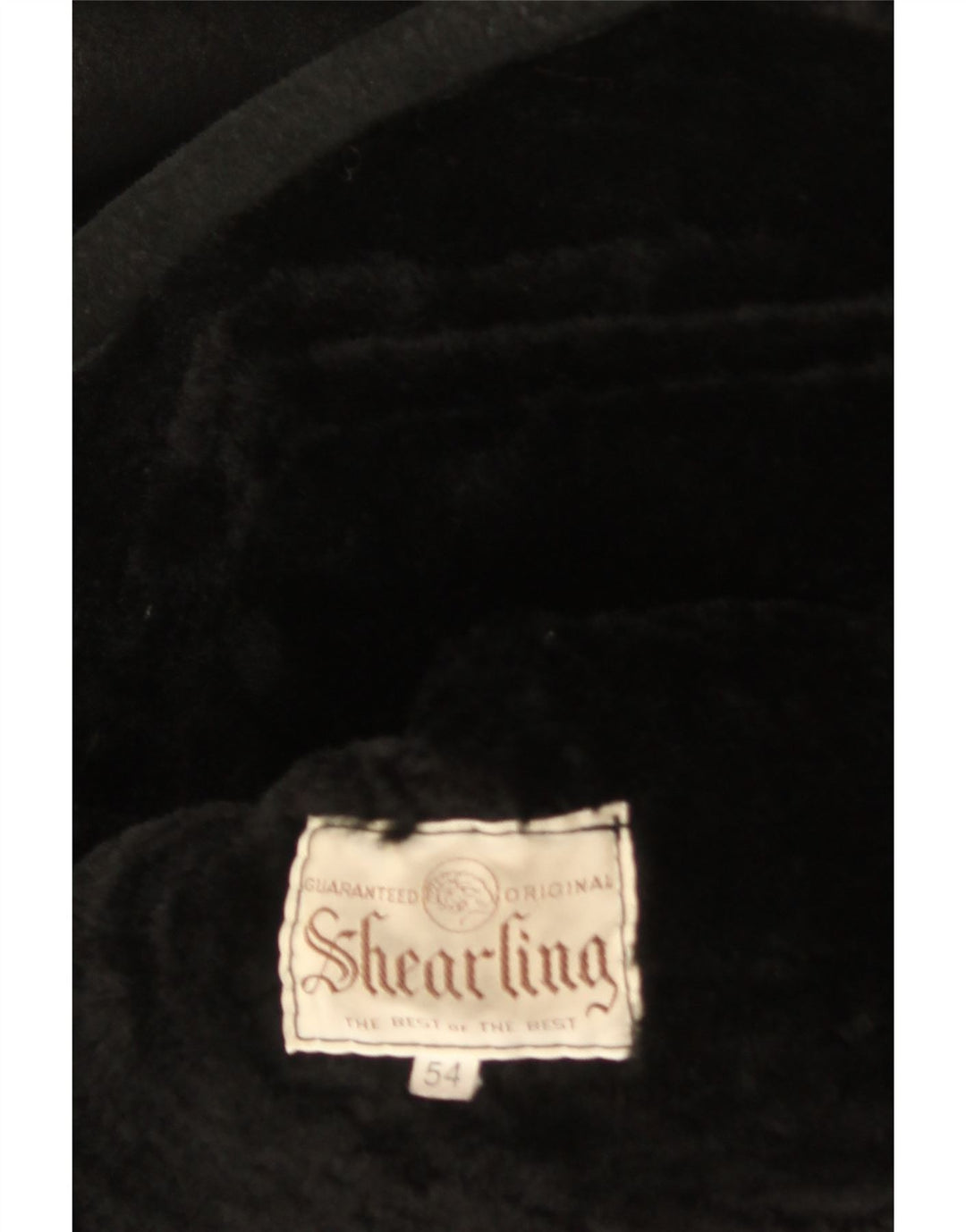 Vintage Herren Shearling Jacke IT 54 2XL Schwarz Shearling