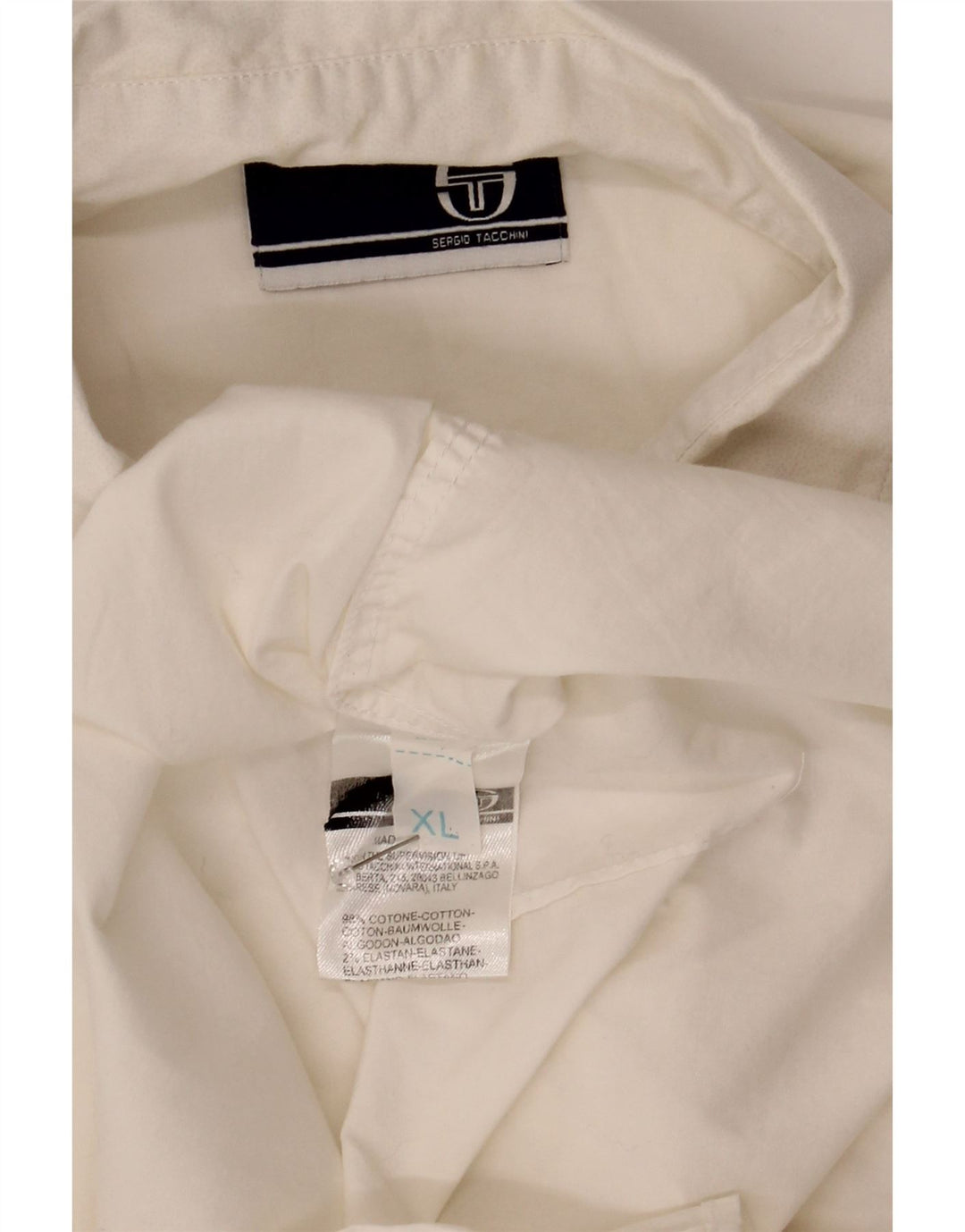 Sergio Tacchini Herrenhemd XL Weiße Baumwolle