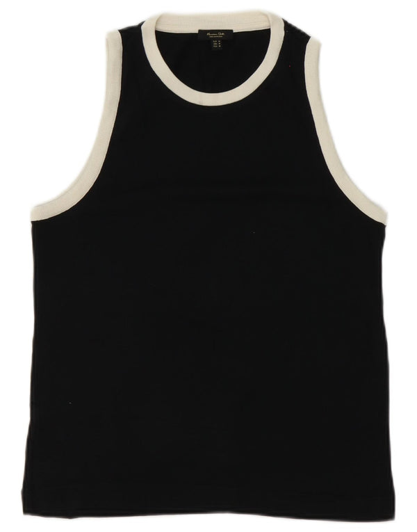 Massimo Dutti Damen Weste Top UK 12 Mittelschwarze Baumwolle