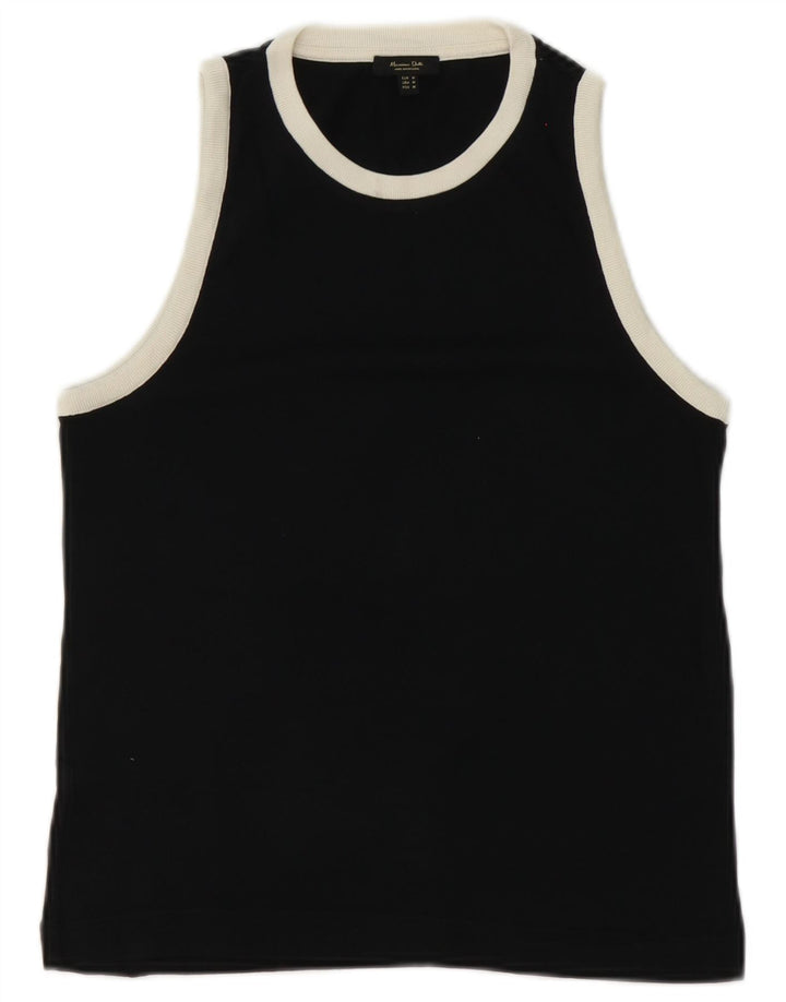 Massimo Dutti Damen Weste Top UK 12 Mittelschwarze Baumwolle