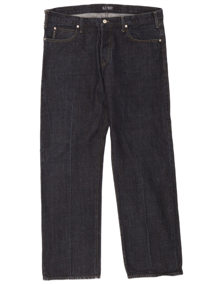 Armani Herren Straight Jeans W40 L32 Marineblaue Baumwolle