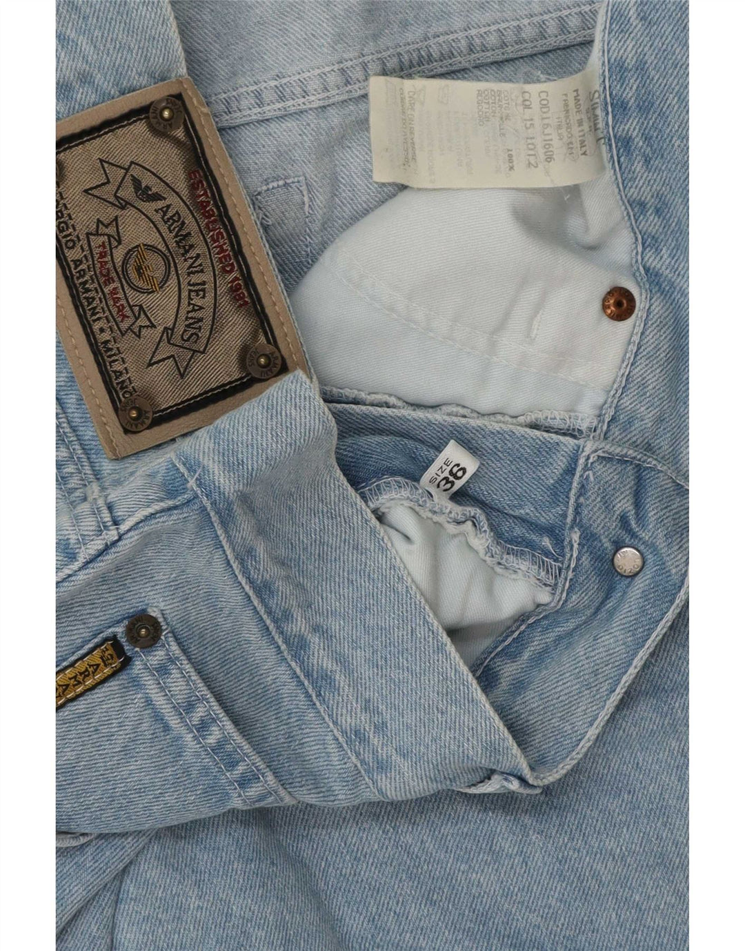Armani Herren Straight Jeans W36 L34 Blaue Baumwolle