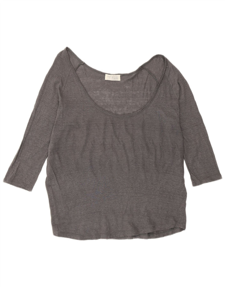 Zara Damen Top 3/4 Ärmel UK 16 Large Grau