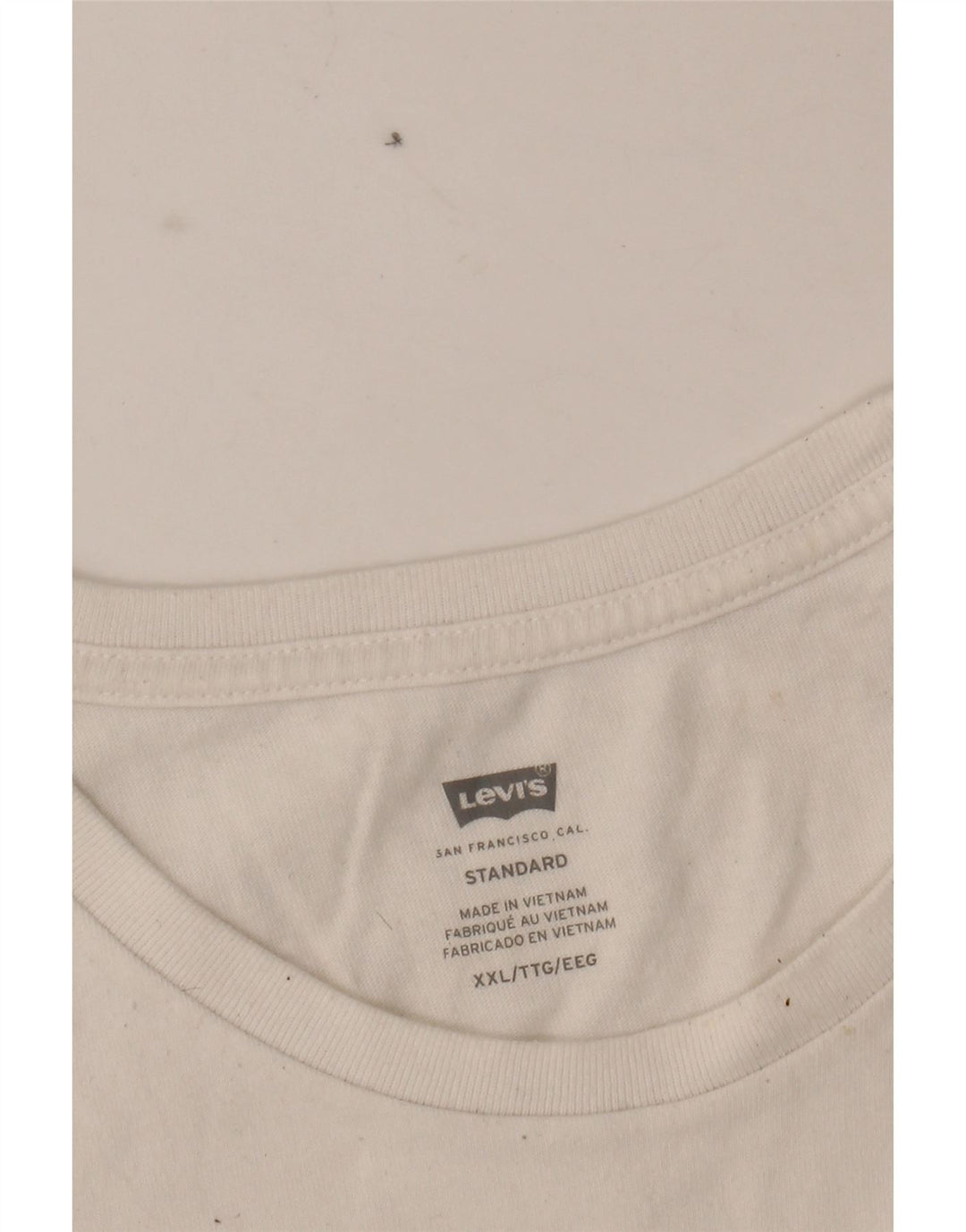 LEVI'S Mens Standard T-Shirt Top 2XL White Cotton Vintage Levi's and Second-Hand Levi's from Messina Hembry 