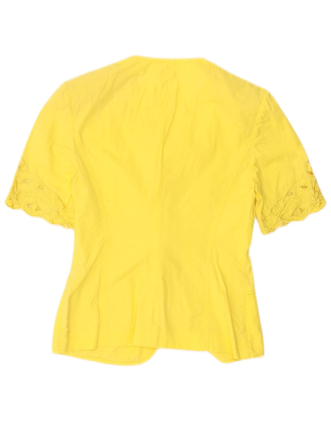 Vintage Damen Kurzarm Cardigan Top IT 42 Mittelgelbe Baumwolle