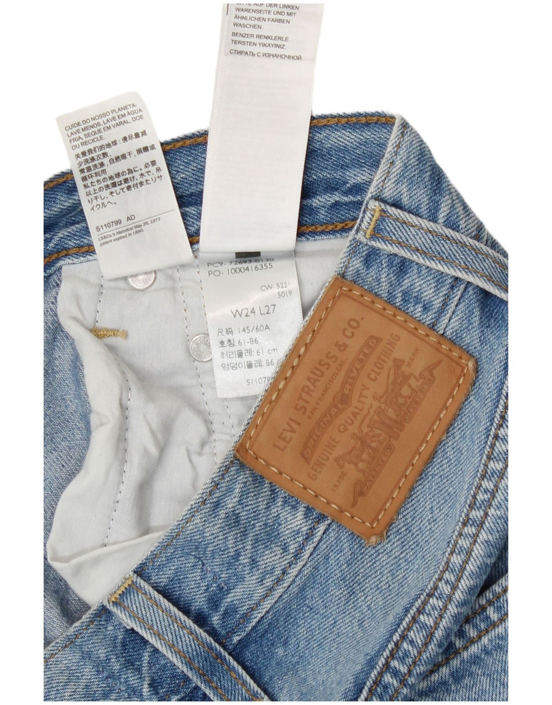 Levi's Damen Ribcage Straight Jeans W24 L27 Blaue Baumwolle