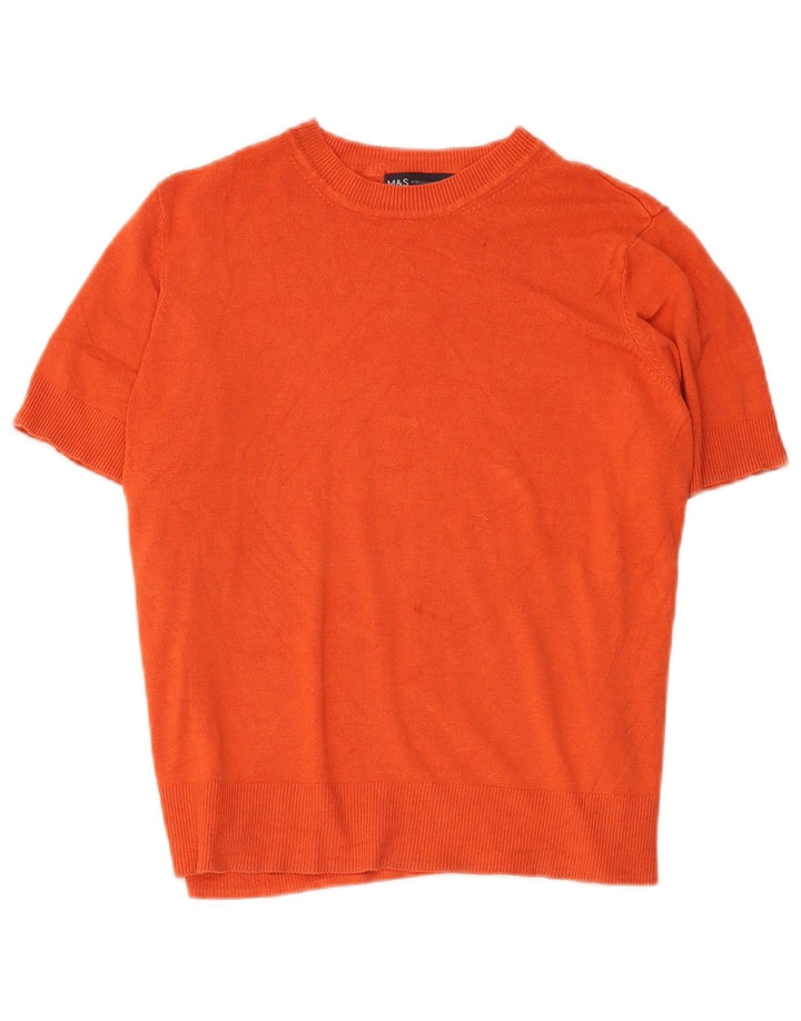 Marks & Spencer Damen Crop T-Shirt Top UK 14 Mittelrote Viskose