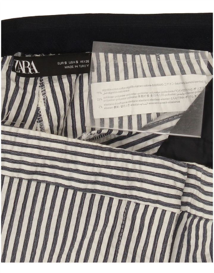 ZARA Slim Chino-Hose für Damen, klein, W26, L27, weiß gestreift, Baumwolle