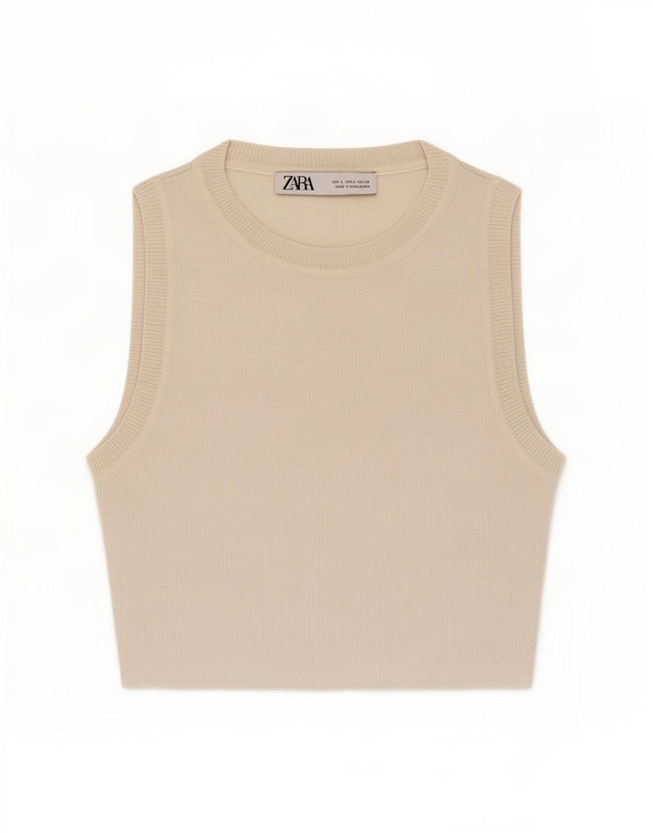 Zara Damen Crop Top UK 8 Small Weiße Viskose