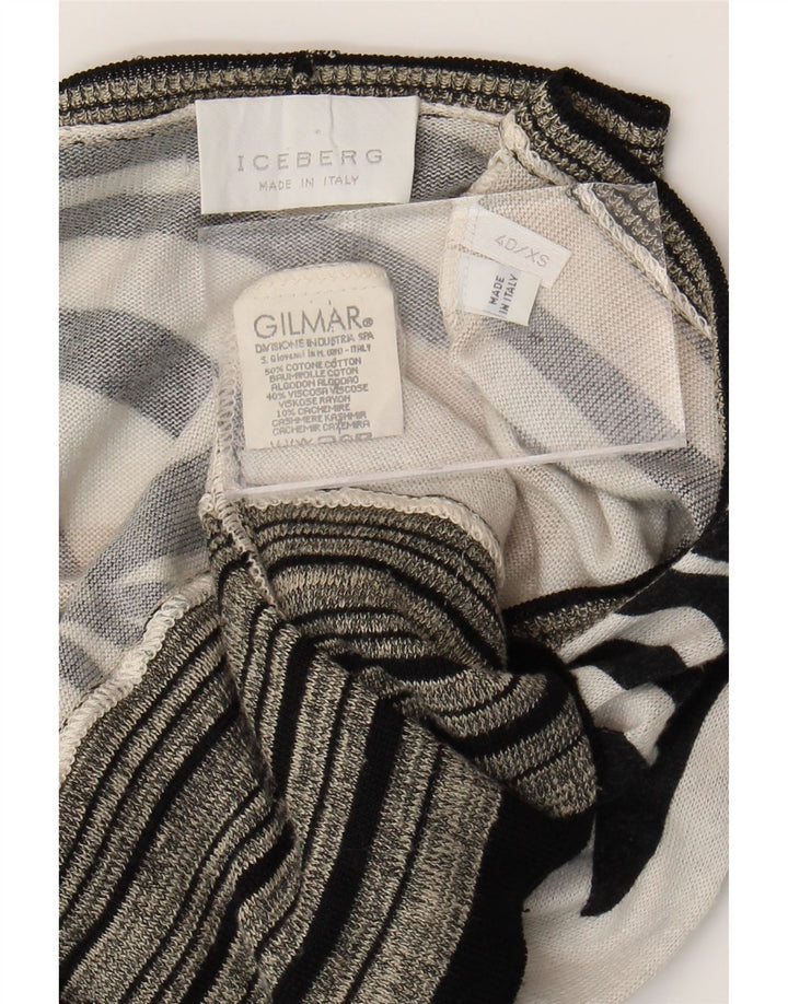 ICEBERG Damen-Cardigan-Pullover UK 6 XS Off White Floral Cotton