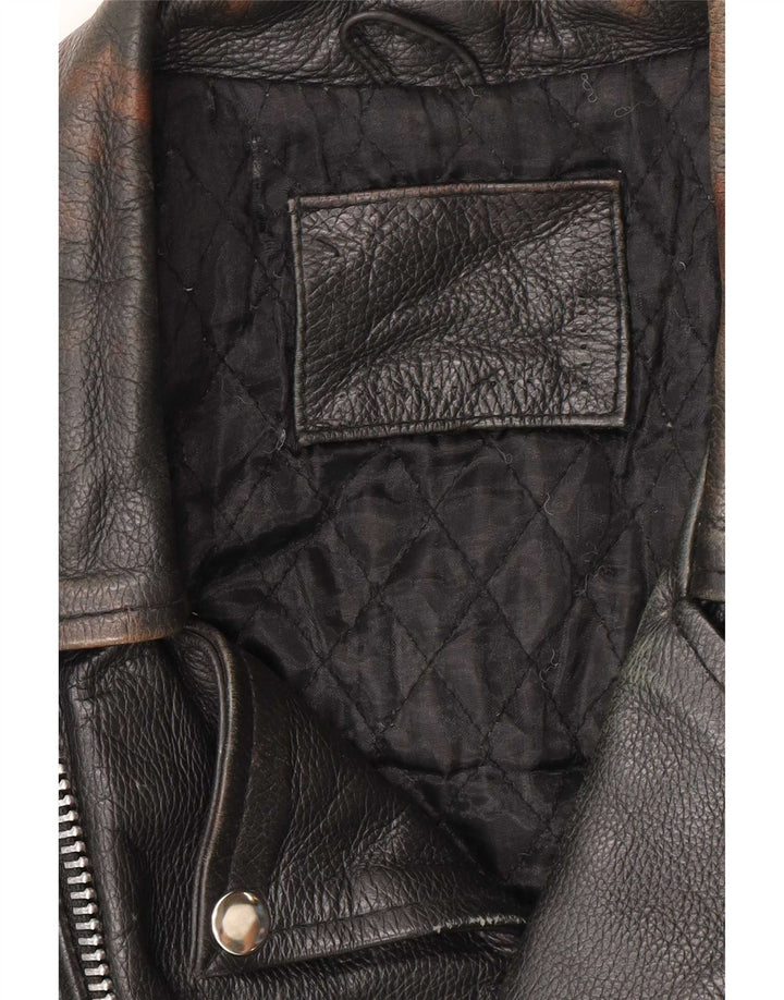Vintage Herren Leder Bikerjacke UK 38 Medium Schwarz