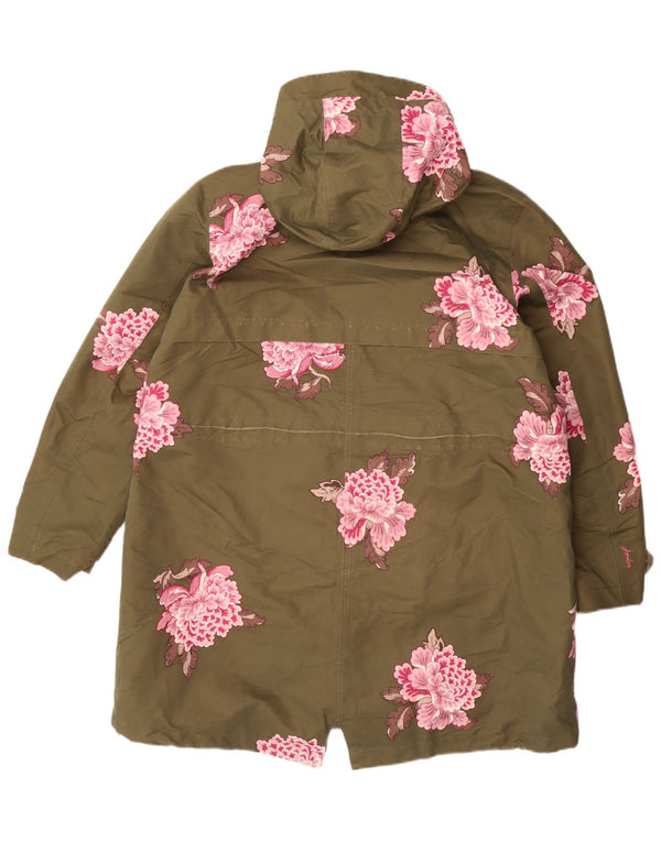 Joules Damen-Regenmantel mit Kapuze, übergroß, UK 18, XL, Khaki, Blumenmuster, Polyester