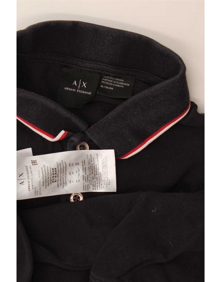 Armani Exchange Herren-Poloshirt XL, schwarz gestreift, Baumwolle