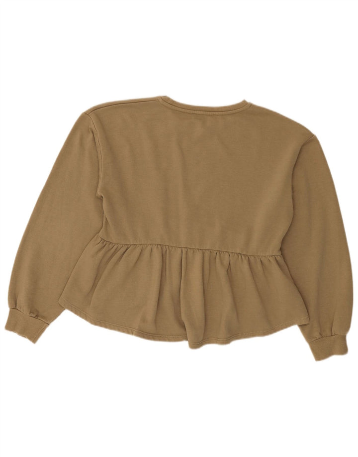 Zara Damen Sweatshirt Pullover UK 10 Small Khaki Baumwolle