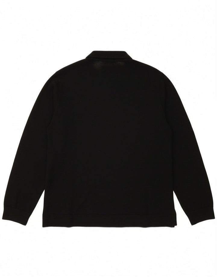 DKNY Womens Graphic Roll Neck Jumper Sweater UK 14 Medium Black Viscose