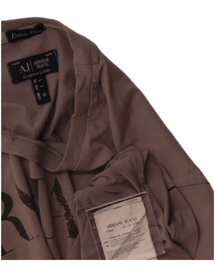 Armani Jeans Herren Extra Slim Graphic T-Shirt Top Large Grau Baumwolle